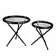 LIBERTA COLOMBO SIDE TABLE SET 2ΤΕΜ ΜΑΥΡΟ ΧΡΥΣΟ 64x64x64cm