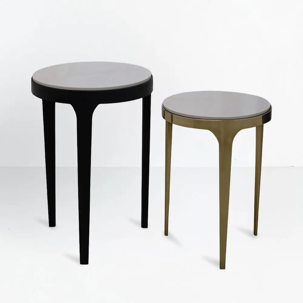 LIBERTA STICKS SIDE TABLE SET 2ΤΕΜ ΛΕΥΚΟ ΜΑΥΡΟ ΧΡΥΣΟ 37x37x54.5cm