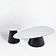 LIBERTA OVO COFFEE TABLE SET 2ΤΕΜ ΛΕΥΚΟ ΜΕ ΟΨΗ ΜΑΡΜΑΡΟΥ ΜΑΥΡΟ 129x69x38cm