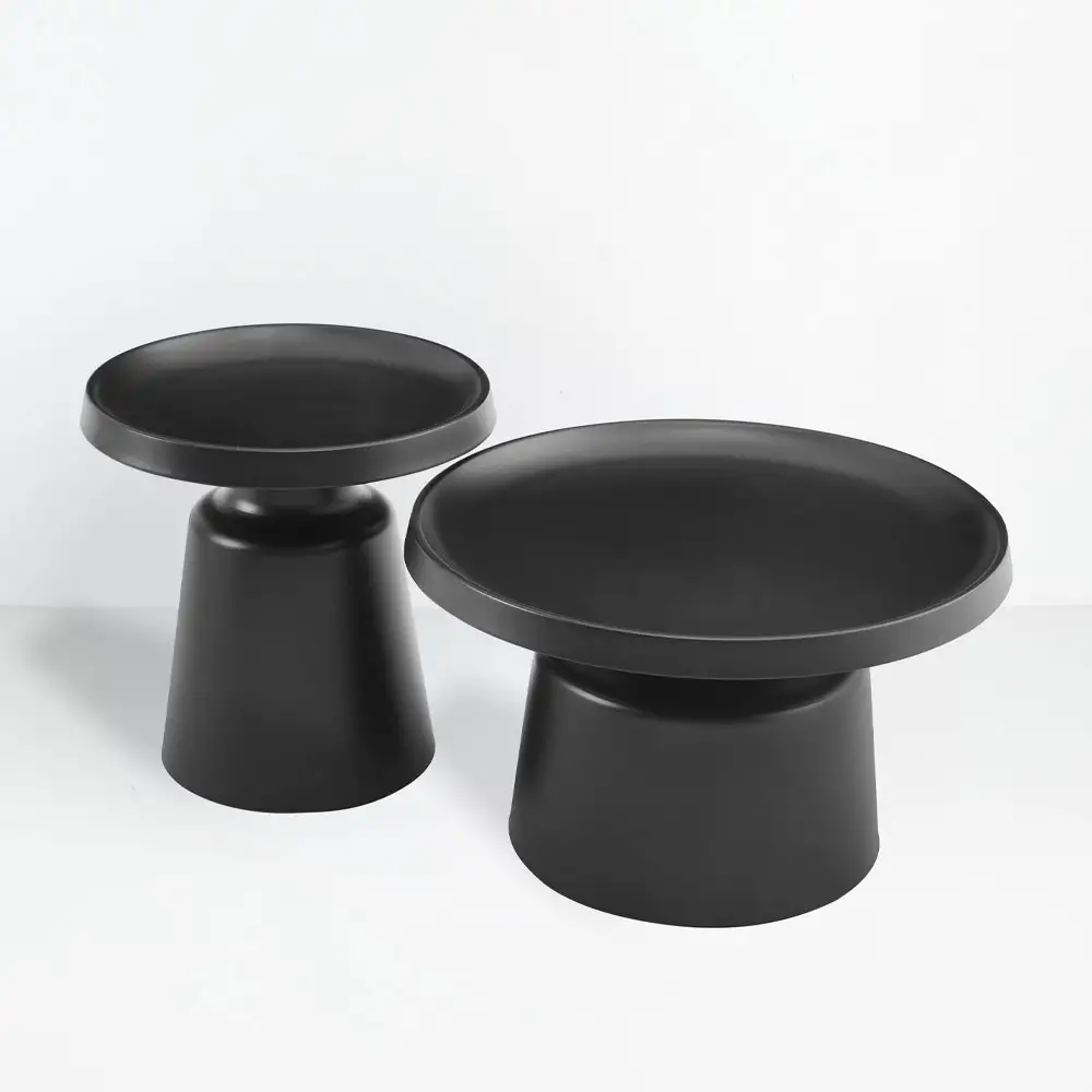 LIBERTA BOBBY COFFEE TABLE SET 2ΤΕΜ ΜΑΥΡΟ ΜΑΤ 70x70x42cm