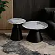LIBERTA ATRIUM COFFEE TABLE SET 2ΤΕΜ ΛΕΥΚΟ ΜΕ ΟΨΗ ΜΑΡΜΑΡΟΥ ΜΑΥΡΟ 70x70x38cm