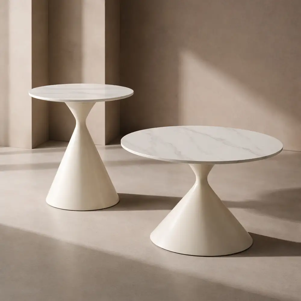 LIBERTA ICE COFFEE TABLE SET 2ΤΕΜ ΑΣΠΡΟ ΑΣΠΡΟ 70x70x40cm