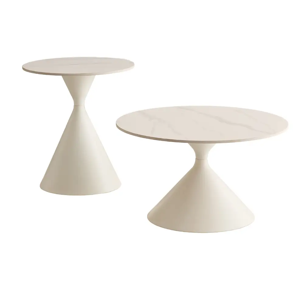 LIBERTA ICE COFFEE TABLE SET 2ΤΕΜ ΑΣΠΡΟ ΑΣΠΡΟ 70x70x40cm