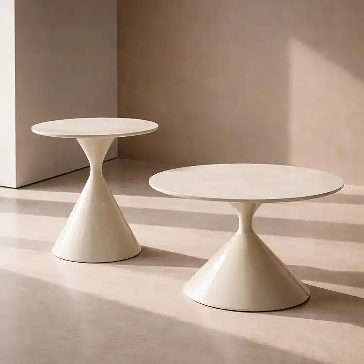 LIBERTA PIETRA COFFEE TABLE SET 2ΤΕΜ CREAM CREAM 70x70x40cm