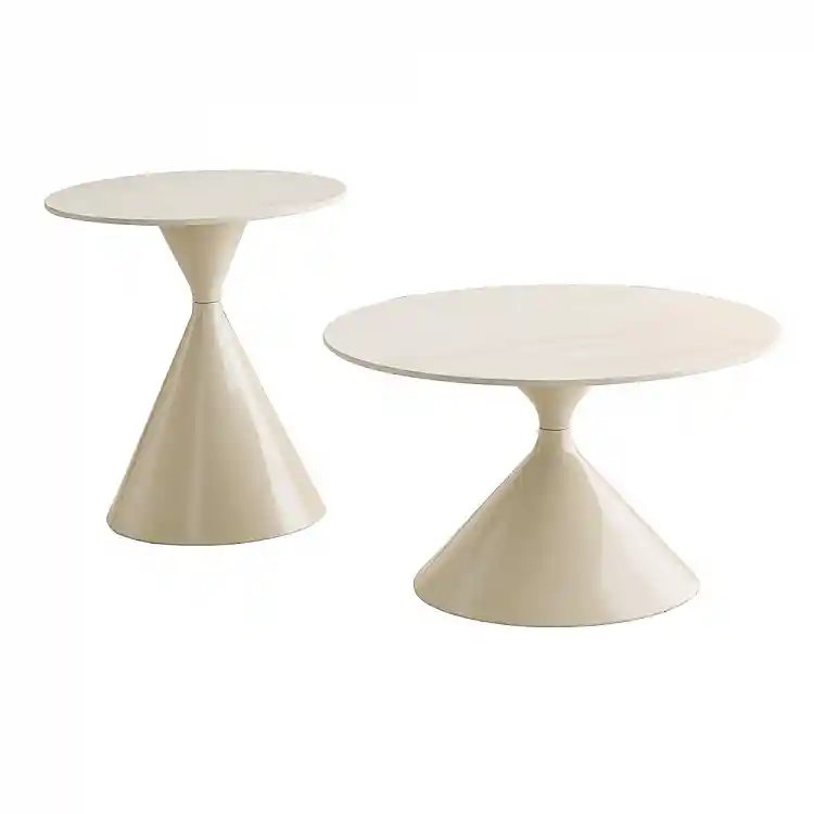 LIBERTA PIETRA COFFEE TABLE SET 2ΤΕΜ CREAM CREAM 70x70x40cm