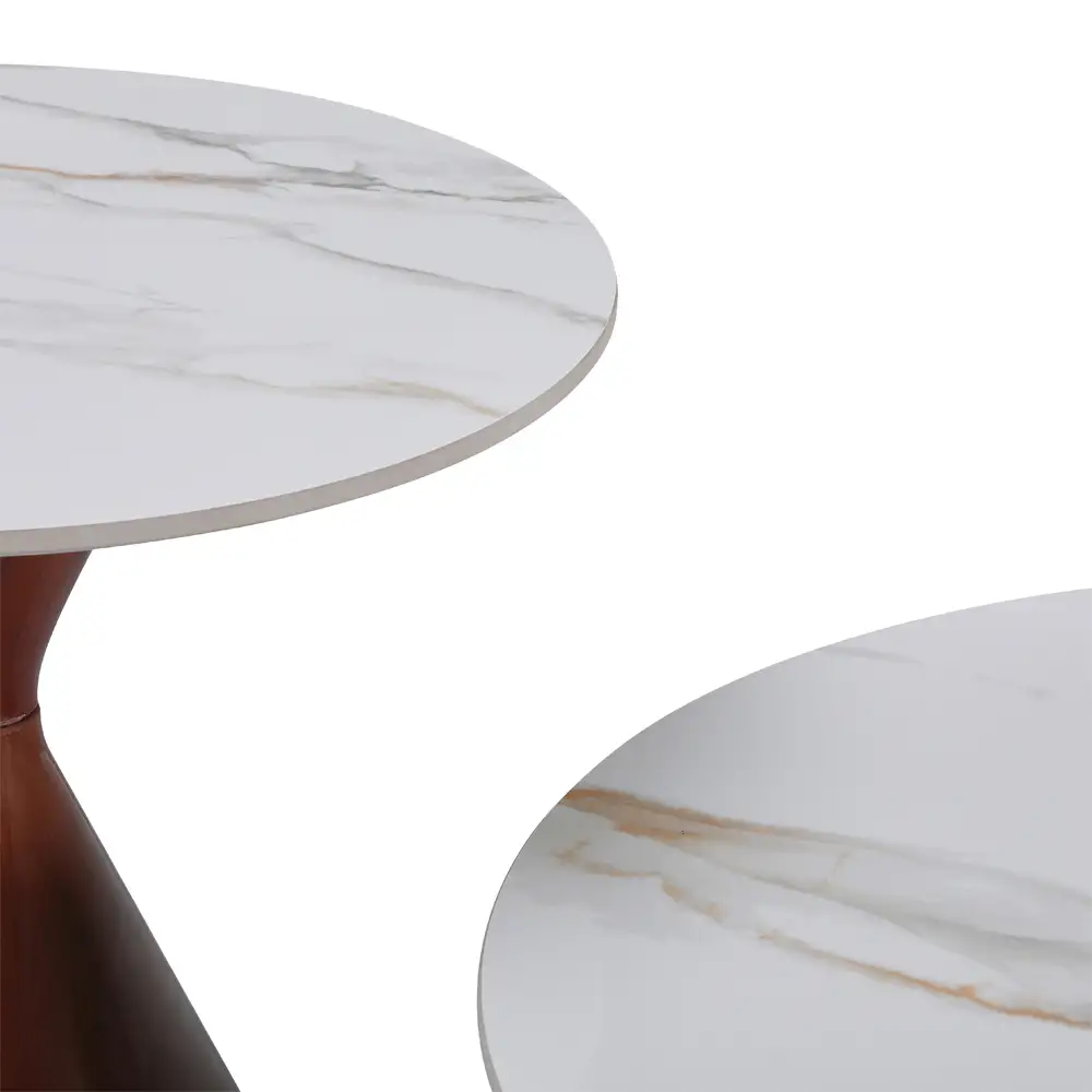 LIBERTA NOISETTE COFFEE TABLE SET 2ΤΕΜ ΛΕΥΚΟ ΜΕ ΟΨΗ ΜΑΡΜΑΡΟΥ ΚΑΡΥΔΙ 70x70x40cm