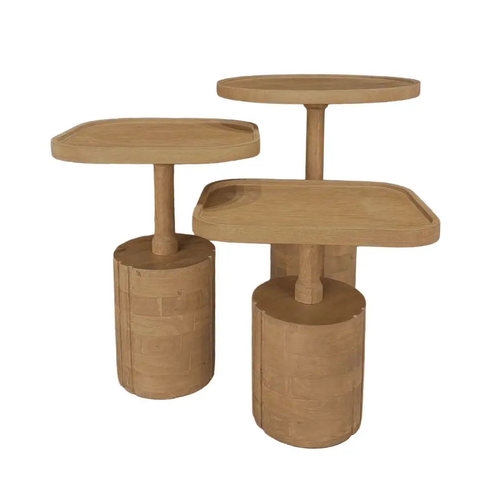 LIBERTA TETRIS COFFEE TABLE SET 3ΤΕΜ ΦΥΣΙΚΟ 45x45x60cm