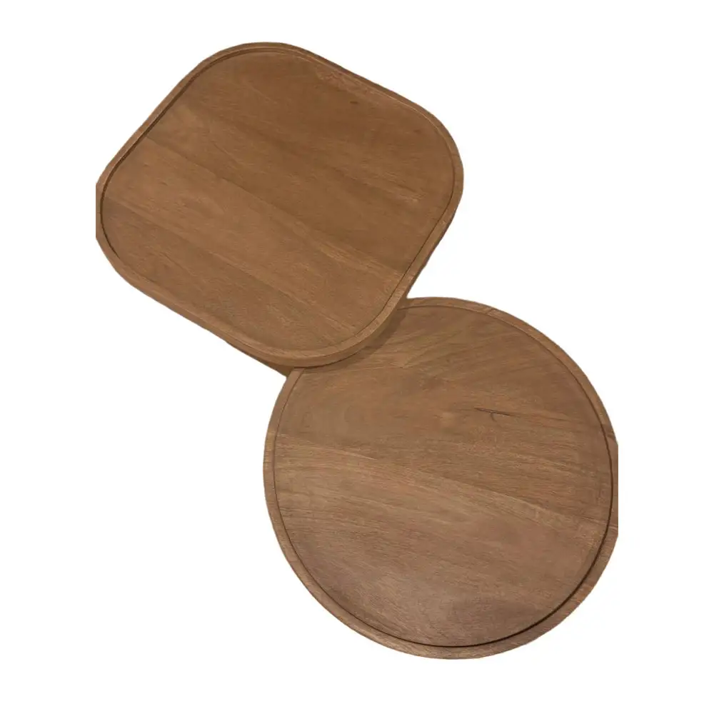 LIBERTA CUBIST SIDE TABLE SET 2ΤΕΜ ΦΥΣΙΚΟ 40x40x50cm