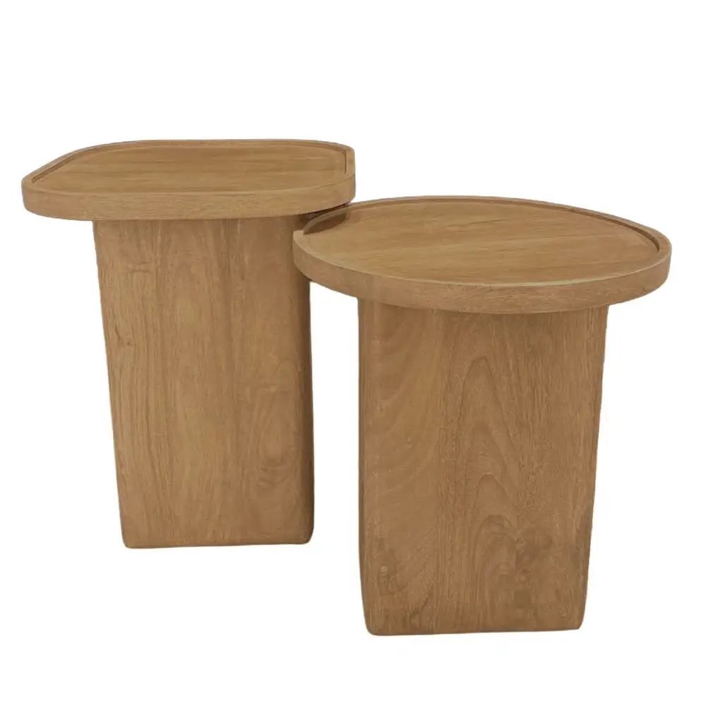 LIBERTA CUBIST SIDE TABLE SET 2ΤΕΜ ΦΥΣΙΚΟ 40x40x50cm