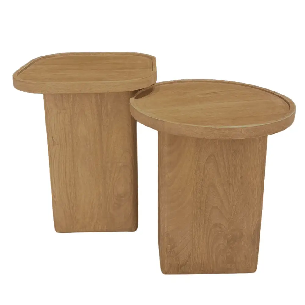 LIBERTA CUBIST SIDE TABLE SET 2ΤΕΜ ΦΥΣΙΚΟ 40x40x50cm