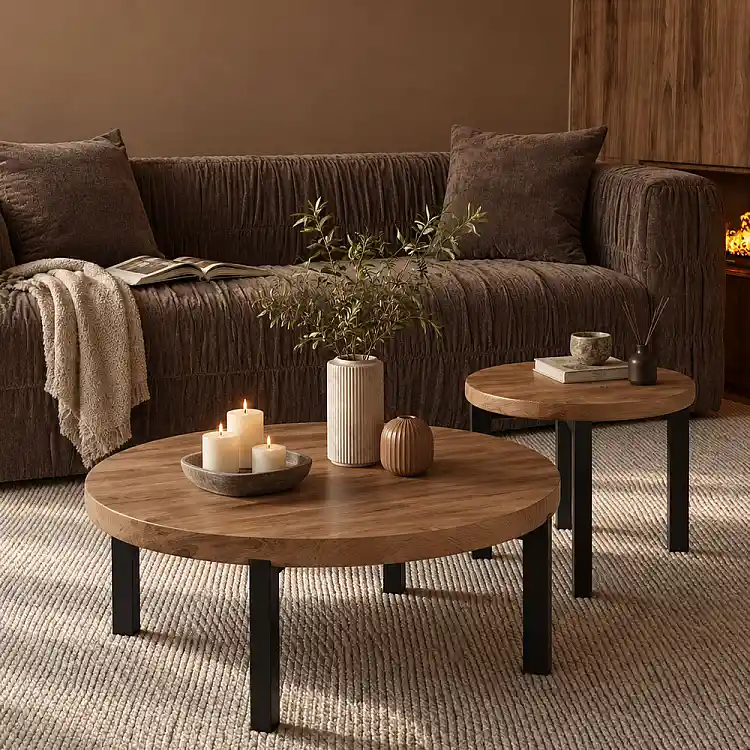 LIBERTA BOBBA COFFEE TABLE SONOMA ΜΑΥΡΟ 80x80x45cm