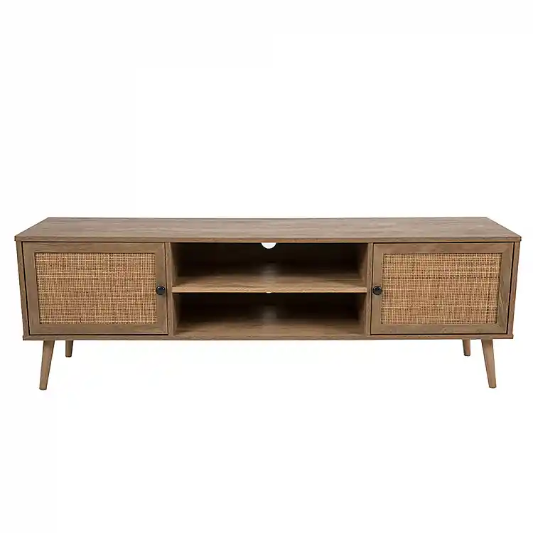 LIBERTA AMMOS TV STAND 2ΠΟΡΤΕΣ ΦΥΣΙΚΟ ΜΕ RATTAN 150x39x49cm