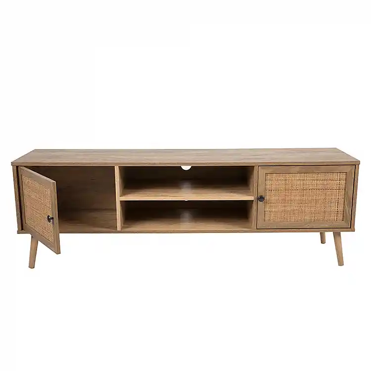 LIBERTA AMMOS TV STAND 2ΠΟΡΤΕΣ ΦΥΣΙΚΟ ΜΕ RATTAN 150x39x49cm