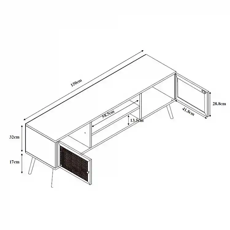 LIBERTA AMMOS TV STAND 2ΠΟΡΤΕΣ ΦΥΣΙΚΟ ΜΕ RATTAN 150x39x49cm