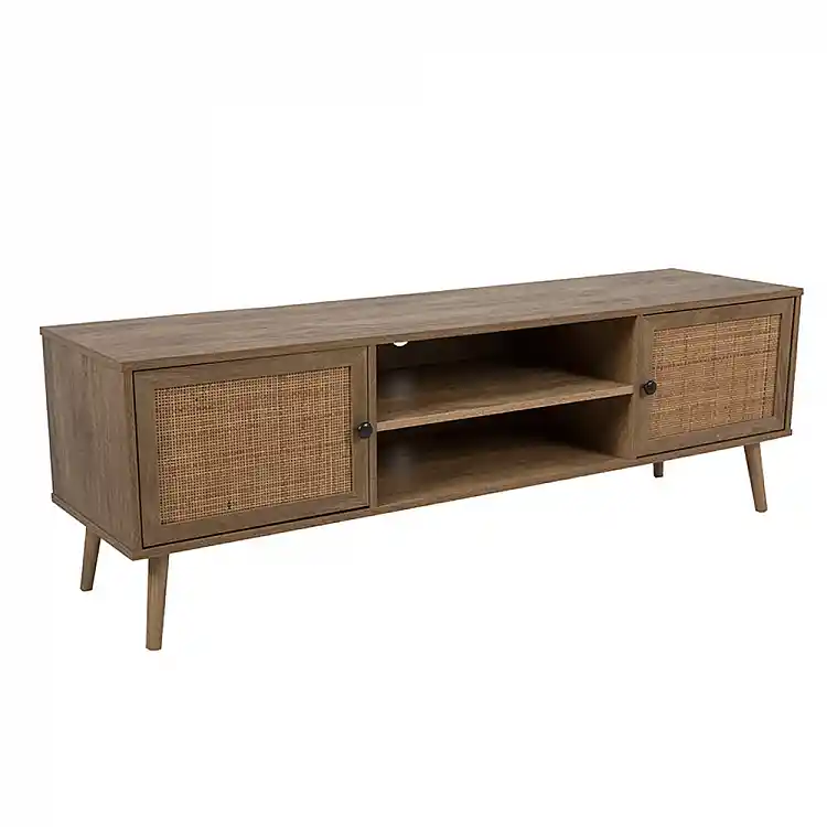LIBERTA AMMOS TV STAND 2ΠΟΡΤΕΣ ΦΥΣΙΚΟ ΜΕ RATTAN 150x39x49cm