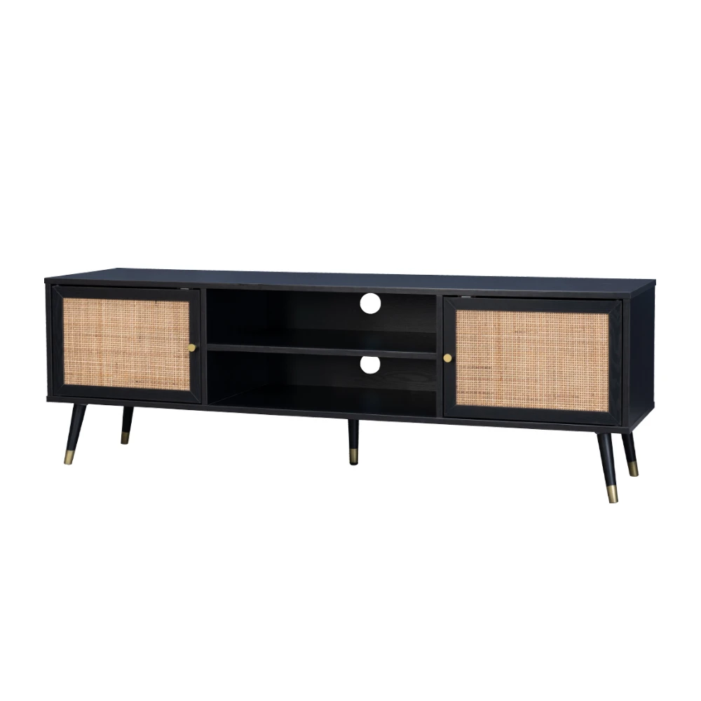 LIBERTA VIENNA TV STAND ΜΑΥΡΟ ΜΕ RATTAN 150x39x49 LIBERTA VIENNA TV STAND ΜΑΥΡΟ ΜΕ RATTAN 150x39x49
