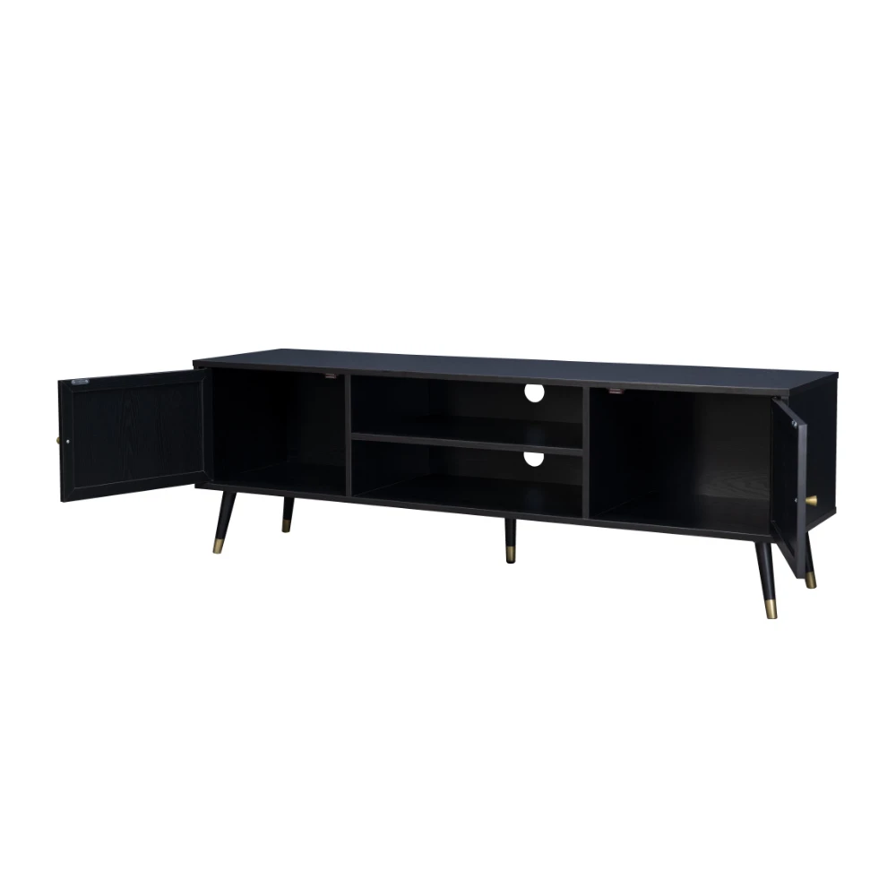 LIBERTA VIENNA TV STAND ΜΑΥΡΟ ΜΕ RATTAN 150x39x49 LIBERTA VIENNA TV STAND ΜΑΥΡΟ ΜΕ RATTAN 150x39x49
