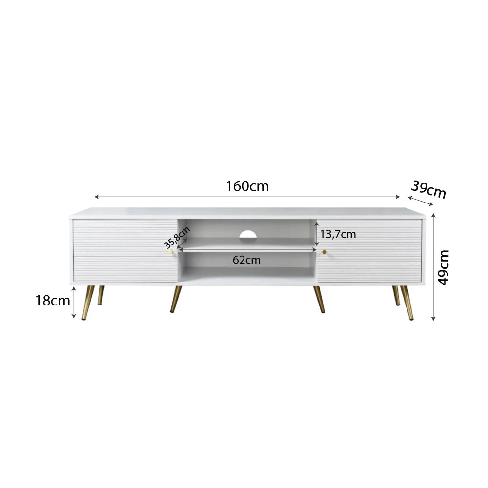 LIBERTA ZIZEL TV STAND 2ΠΟΡΤΕΣ ΛΕΥΚΟ ΜΕ PATTERN ΧΡΥΣΟ 160x39x49