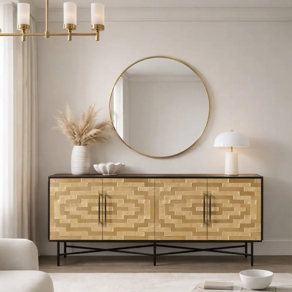 LIBERTA RITZ ΜΠΟΥΦΕΣ 4ΠΟΡΤΕΣ ΜΑΥΡΟ ΧΡΥΣΟ ΜΑΤ 180x45x76cm