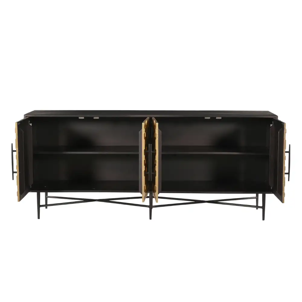 LIBERTA RITZ ΜΠΟΥΦΕΣ 4ΠΟΡΤΕΣ ΜΑΥΡΟ ΧΡΥΣΟ ΜΑΤ 180x45x76cm