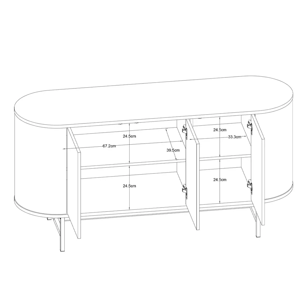 LIBERTA OVAL ΜΠΟΥΦΕΣ 3ΠΟΡΤΕΣ ΚΑΡΥΔΙ 150x45x74cm