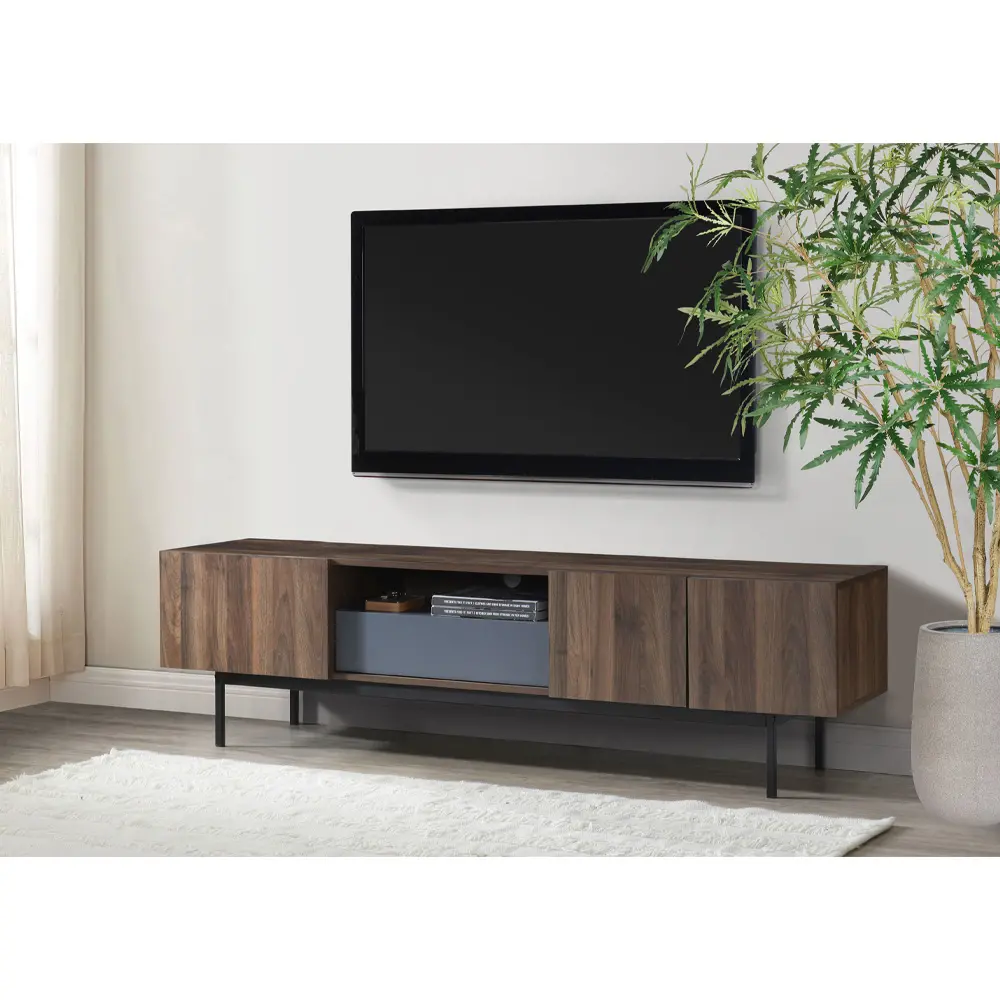 LIBERTA GROOVES TV STAND 3ΠΟΡΤΕΣ 1ΣΥΡΤΑΡΙ ΚΑΡΥΔΙ ΓΚΡΙ 180x40x50