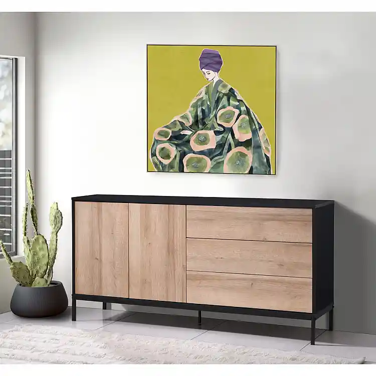LIBERTA BLACKBIRD ΜΠΟΥΦΕΣ 2ΠΟΡΤΕΣ 3ΣΥΡΤΑΡΙΑ RIVIERA OAK ΜΑΥΡΟ 150x40x75.5cm