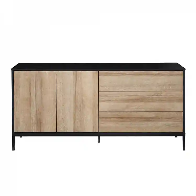 LIBERTA BLACKBIRD ΜΠΟΥΦΕΣ 2ΠΟΡΤΕΣ 3ΣΥΡΤΑΡΙΑ RIVIERA OAK ΜΑΥΡΟ 150x40x75.5cm