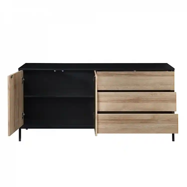 LIBERTA BLACKBIRD ΜΠΟΥΦΕΣ 2ΠΟΡΤΕΣ 3ΣΥΡΤΑΡΙΑ RIVIERA OAK ΜΑΥΡΟ 150x40x75.5cm