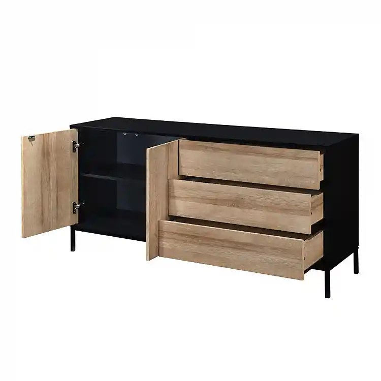 LIBERTA BLACKBIRD ΜΠΟΥΦΕΣ 2ΠΟΡΤΕΣ 3ΣΥΡΤΑΡΙΑ RIVIERA OAK ΜΑΥΡΟ 150x40x75.5cm
