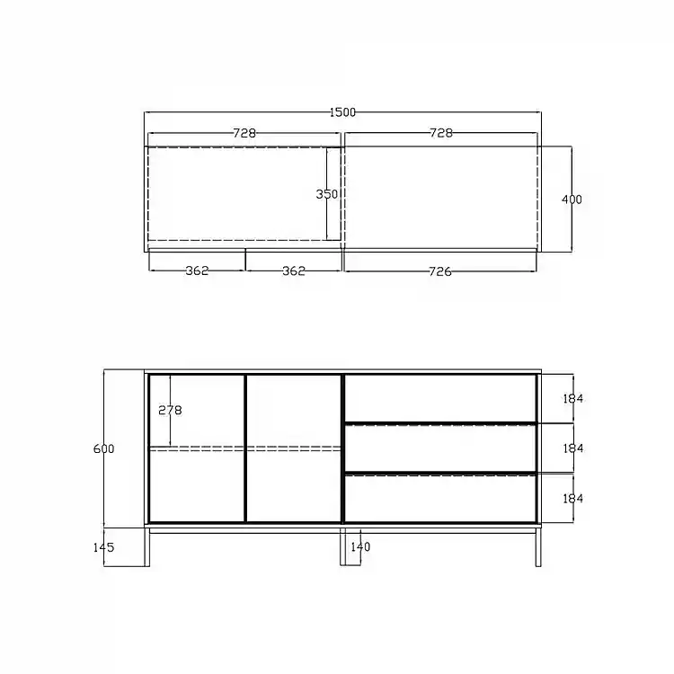 LIBERTA BLACKBIRD ΜΠΟΥΦΕΣ 2ΠΟΡΤΕΣ 3ΣΥΡΤΑΡΙΑ RIVIERA OAK ΜΑΥΡΟ 150x40x75.5cm