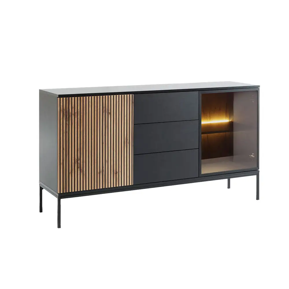 LIBERTA MYSTERY ΜΠΟΥΦΕΣ 2ΠΟΡΤΕΣ 3ΣΥΡΤΑΡΙΑ ΦΥΣΙΚΟ ΣΚΟΥΡΟ ΜΑΥΡΟ 154x39x83cm