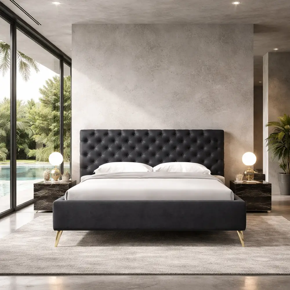 LIBERTA BLACK EROS ΚΡΕΒΑΤΙ (ΓΙΑ ΣΤΡΩΜΑ 160x200cm) ΜΑΥΡΟ 229.5x195x118.5cm