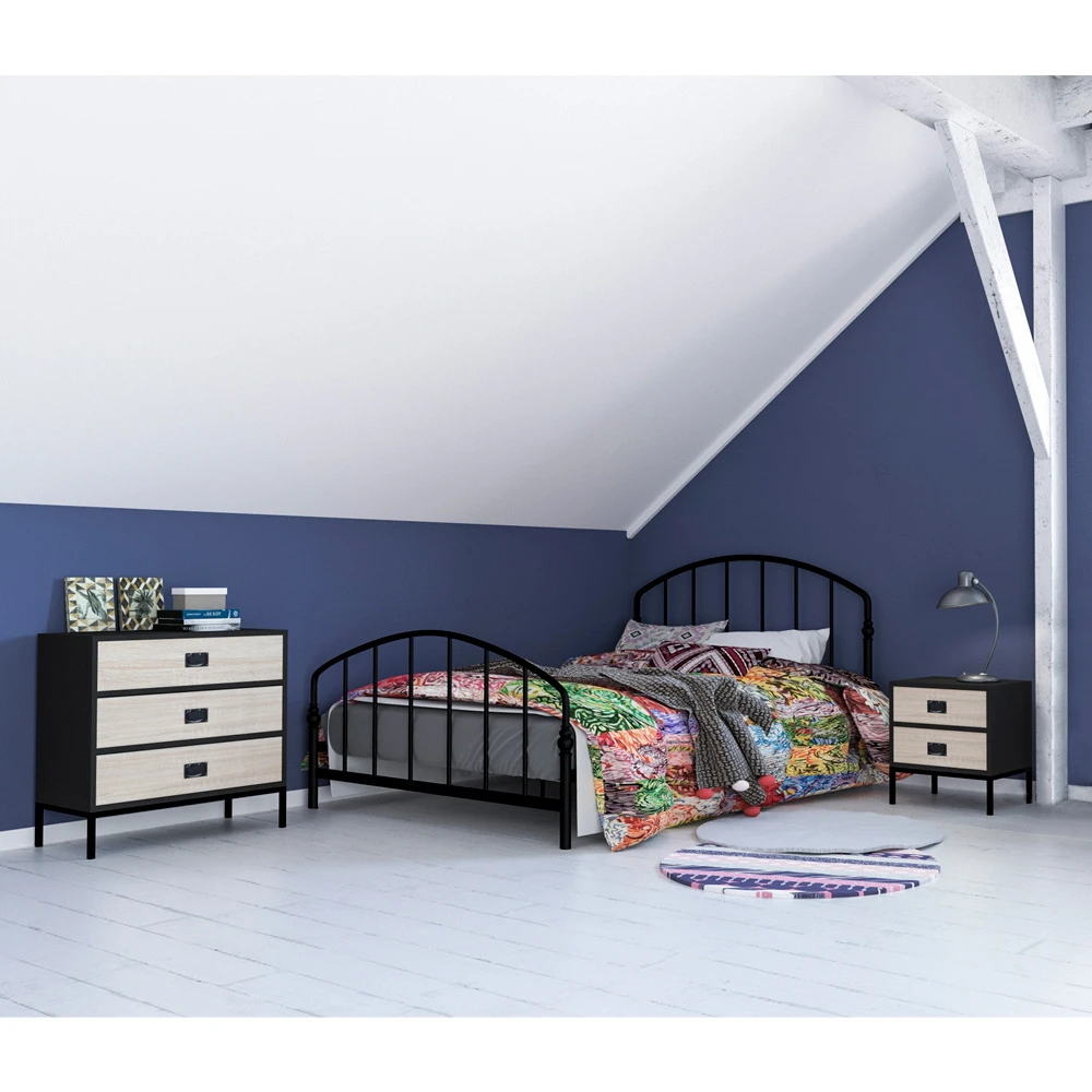 LIBERTA FACTORY ΚΟΜΟΔΙΝΟ 2ΣΥΡΤΑΡΙΑ ΜΑΥΡΟ OAK SONOMA DECAPE 50x35x55