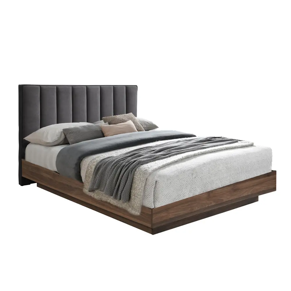 LIBERTA BOXY ΚΡΕΒΑΤΙ (ΓΙΑ ΣΤΡΩΜΑ 160x200cm) ΓΚΡΙ ΣΚΟΥΡΟ ΚΑΡΥΔΙ 211.5x165x111.2
