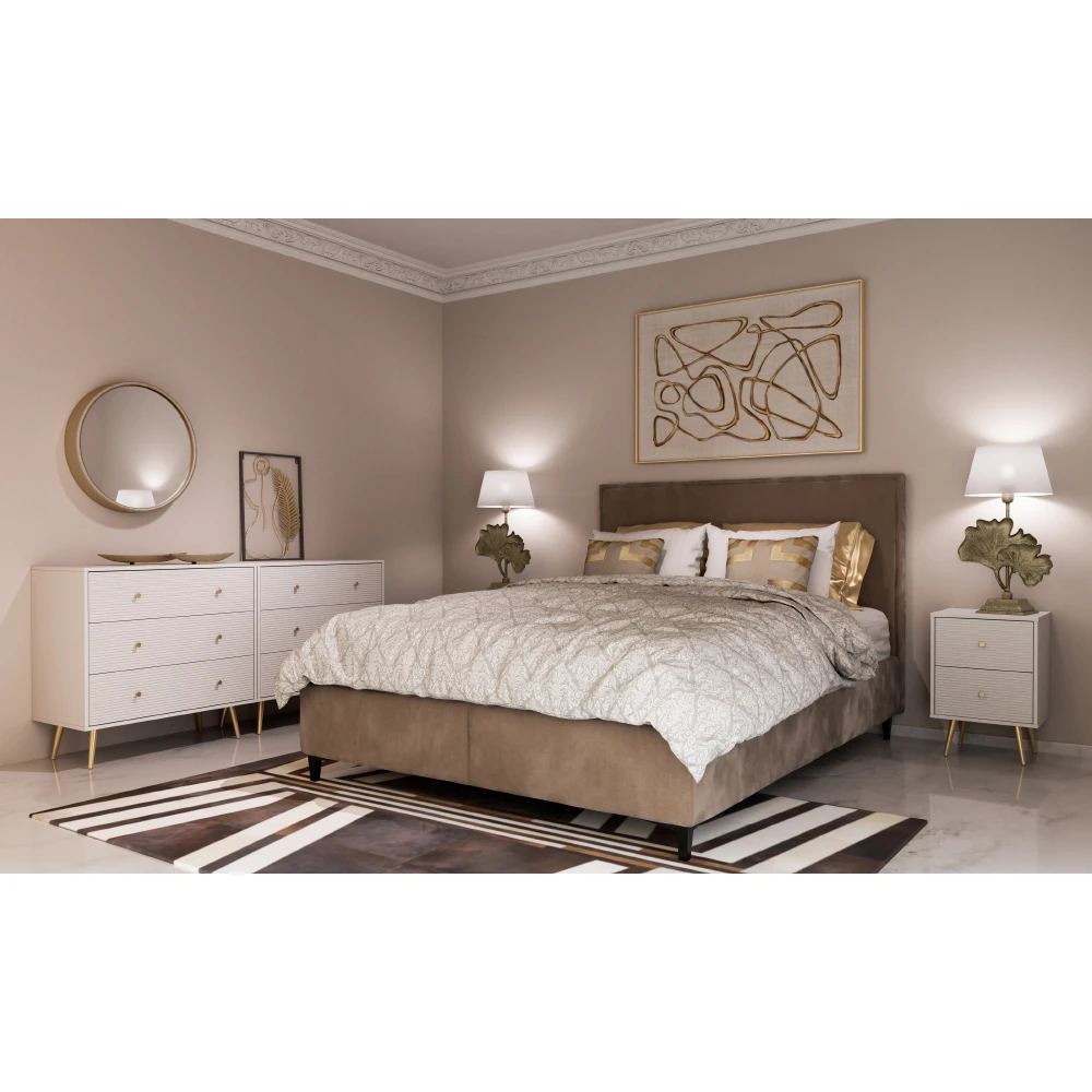 LIBERTA ZIZEL ΚΟΜΟΔΙΝΟ 2ΣΥΡΤΑΡΙΑ ΛΕΥΚΟ ΜΕ PATTERN ΧΡΥΣΟ 40x35x59