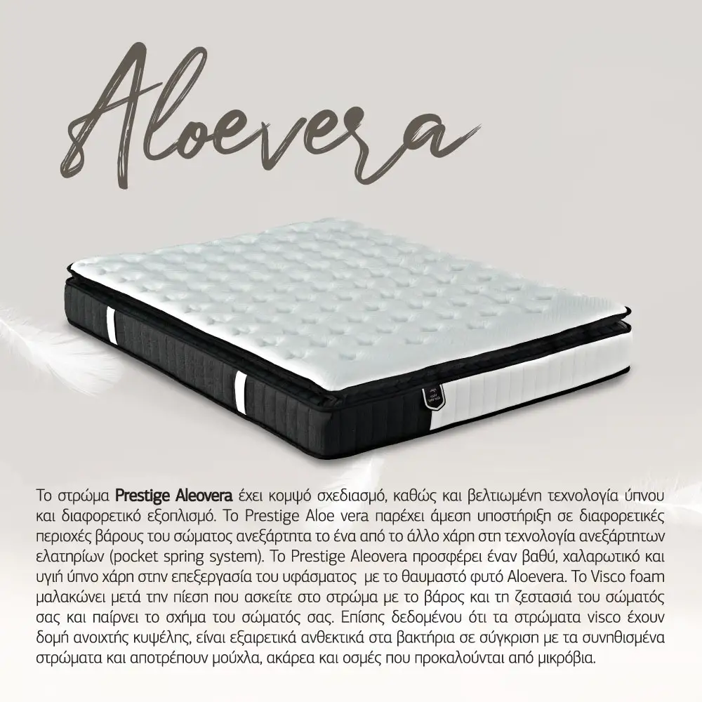 LIBERTA VISCO ALOE VERA ROLL PACK ΣΤΡΩΜΑ 160x200cm ΛΕΥΚΟ ΑΝΘΡΑΚΙ 200x160x31