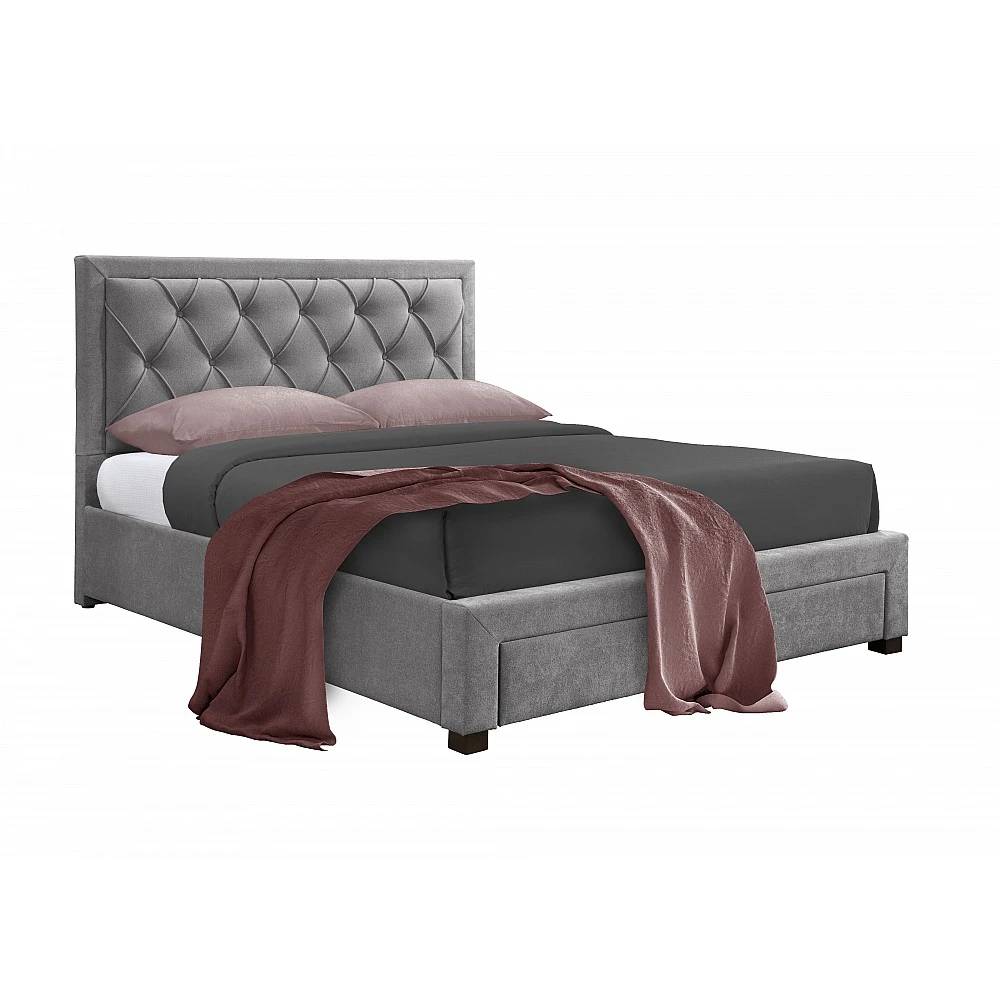 LIBERTA NOBLE ΚΡΕΒΑΤΙ (ΓΙΑ ΣΤΡΩΜΑ 160x200cm) ΓΚΡΙ ΣΚΟΥΡΟ 216.5x165x122