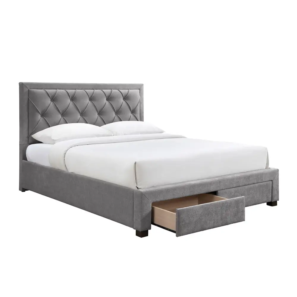 LIBERTA NOBLE ΚΡΕΒΑΤΙ (ΓΙΑ ΣΤΡΩΜΑ 160x200cm) ΓΚΡΙ ΣΚΟΥΡΟ 216.5x165x122cm