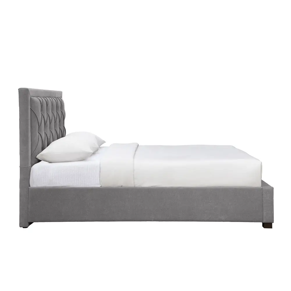LIBERTA NOBLE ΚΡΕΒΑΤΙ (ΓΙΑ ΣΤΡΩΜΑ 160x200cm) ΓΚΡΙ ΣΚΟΥΡΟ 216.5x165x122cm