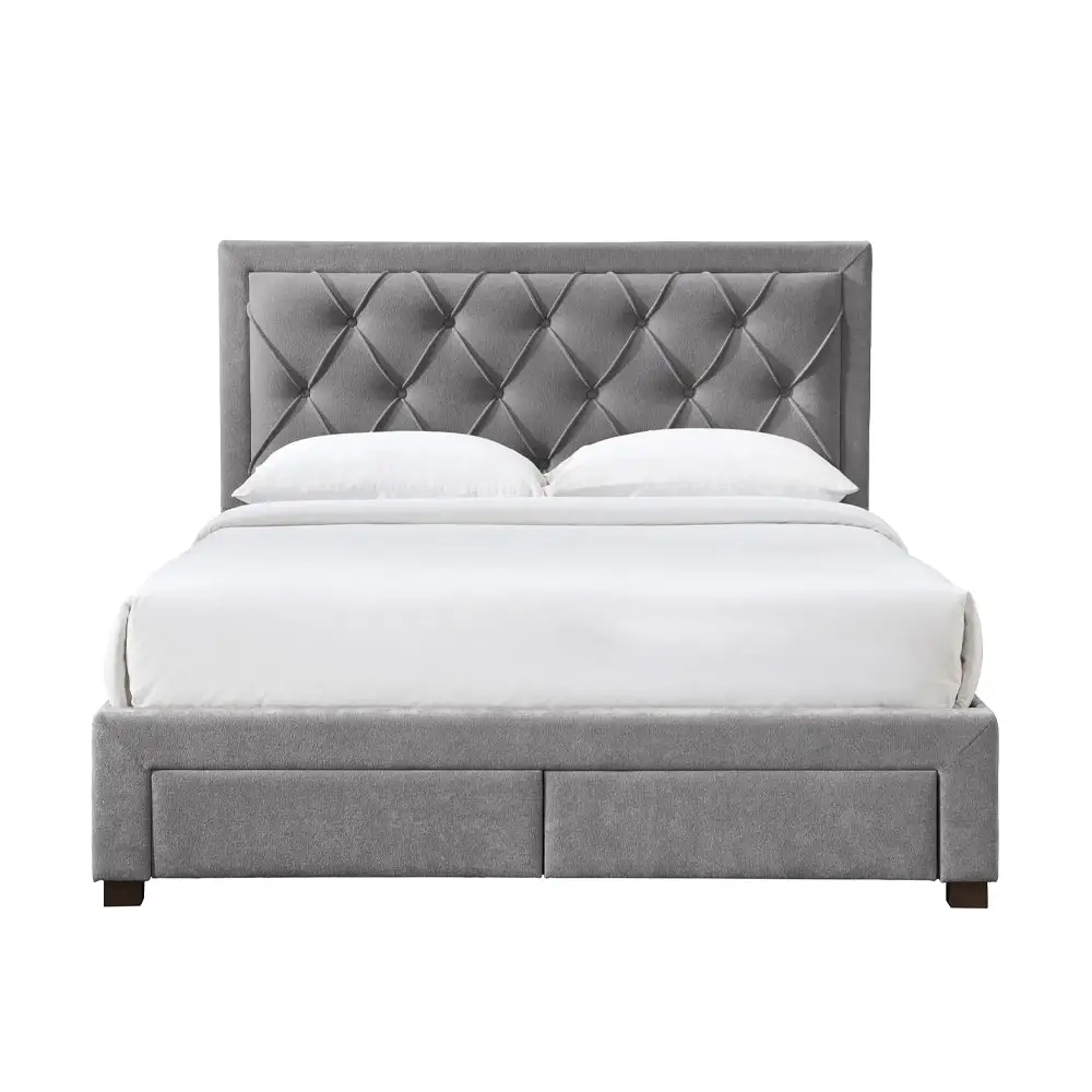 LIBERTA NOBLE ΚΡΕΒΑΤΙ (ΓΙΑ ΣΤΡΩΜΑ 160x200cm) ΓΚΡΙ ΣΚΟΥΡΟ 216.5x165x122cm