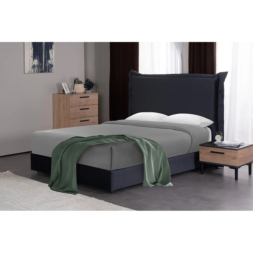 LIBERTA LONGWAVE ΚΡΕΒΑΤΙ ΜΕ ΑΠΟΘΗΚ. ΧΩΡΟ (ΓΙΑ ΣΤΡΩΜΑ 160x200cm) ΓΚΡΙ 26-911 207x180x140