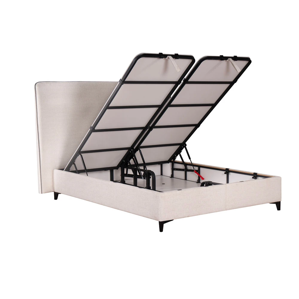 LIBERTA COLOMBO ΚΡΕΒΑΤΙ ΜΕ ΑΠΟΘΗΚ. ΧΩΡΟ (ΓΙΑ ΣΤΡΩΜΑ 160x200cm) OFF WHITE 06-900 ΜΑΥΡΟ 210x170x120