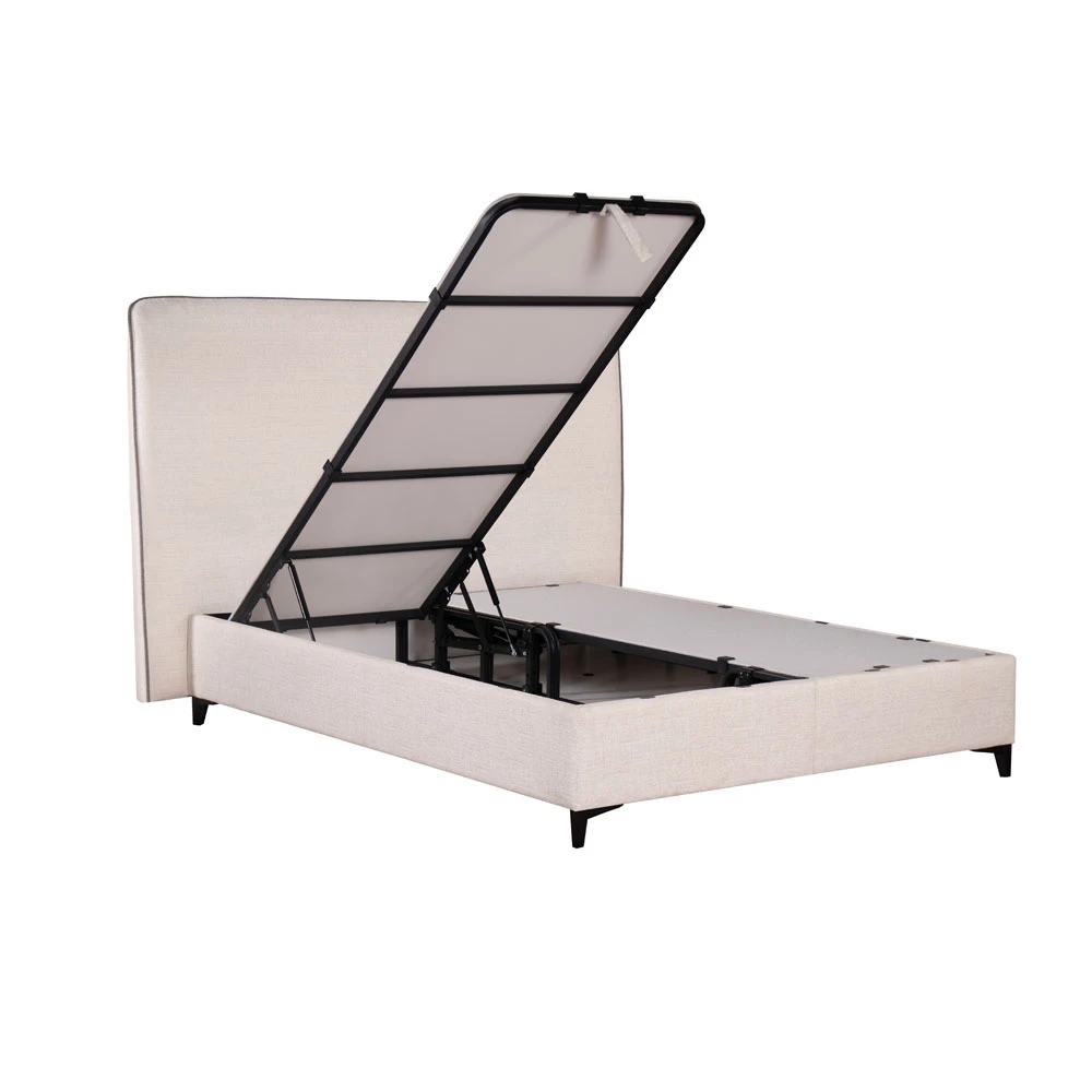 LIBERTA COLOMBO ΚΡΕΒΑΤΙ ΜΕ ΑΠΟΘΗΚ. ΧΩΡΟ (ΓΙΑ ΣΤΡΩΜΑ 160x200cm) OFF WHITE 06-900 ΜΑΥΡΟ 210x170x120