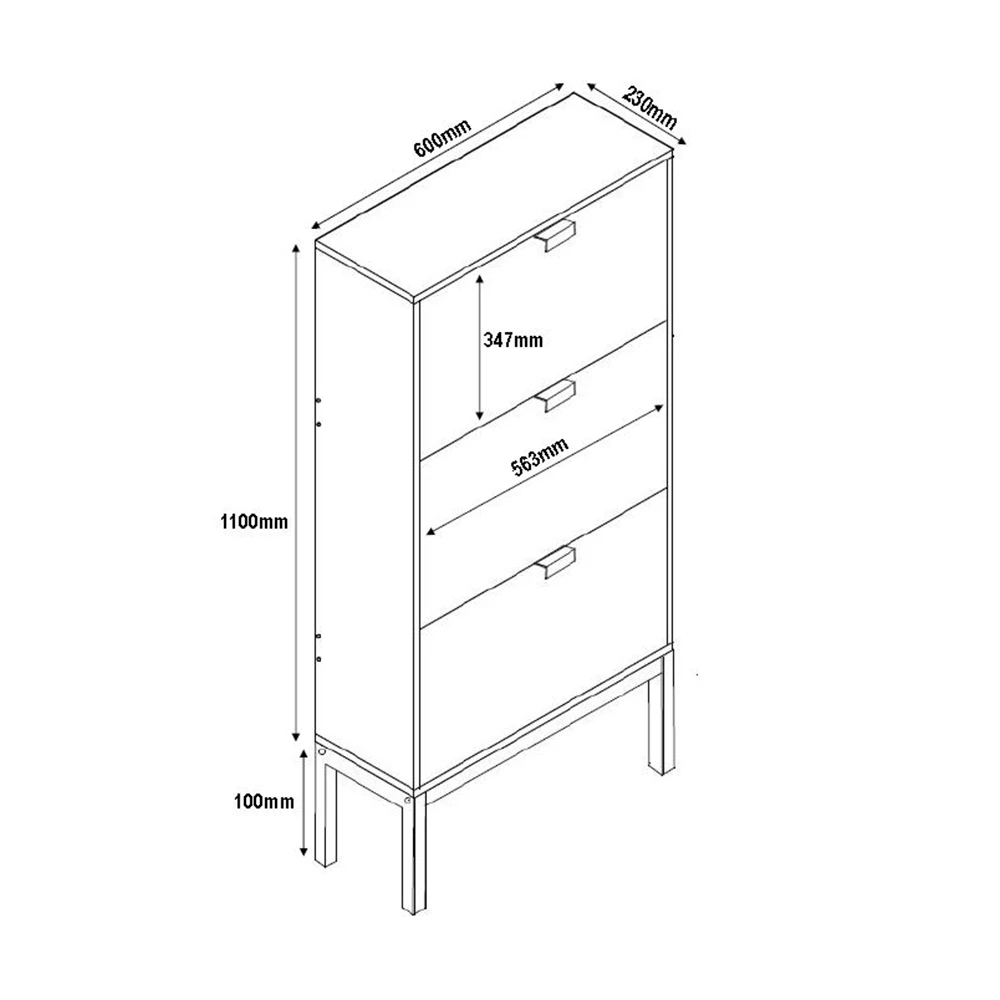 LIBERTA ROMBUS ΠΑΠΟΥΤΣΟΘΗΚΗ 3ΠΟΡΤΕΣ ΜΑΥΡΟ SONOMA ΛΕΥΚΟ ΜΕ PATTERN 60x23x120