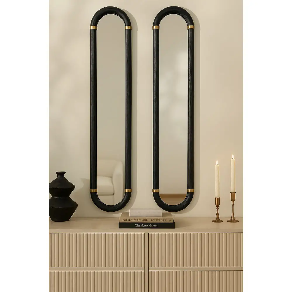 LIBERTA COLOMBO ΚΑΘΡΕΠΤΗΣ SET 2ΤΕΜ ΜΑΥΡΟ ΧΡΥΣΟ 31x4x130cm