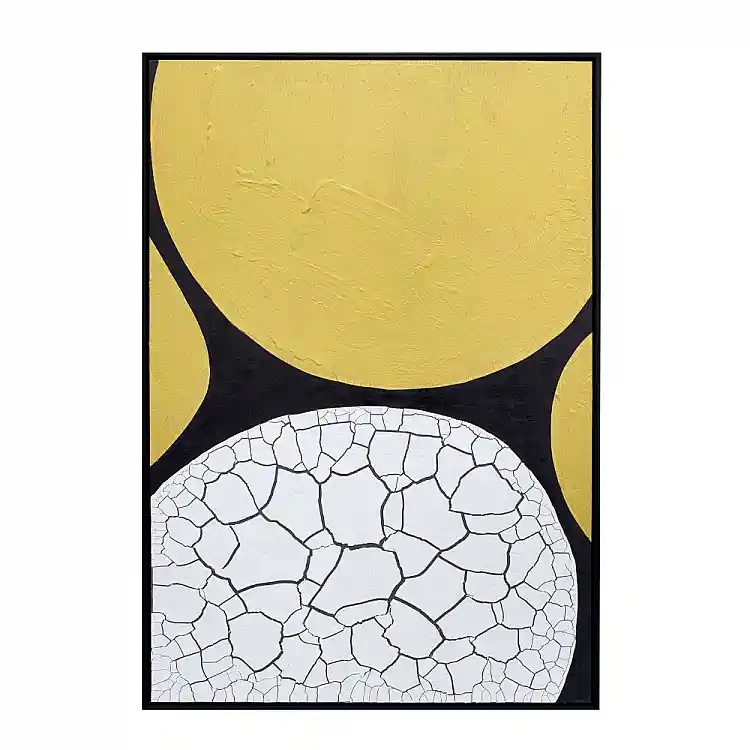 LIBERTA SIRKEL ΠΙΝΑΚΑΣ ΔΙΑΚΟΣΜΗΤΙΚΟΣ ΜΕ ΚΟΡΝΙΖΑ 80x120x4cm ΚΑΜΒΑΣ LEMON ΓΚΡΙ PS ΜΑΥΡΟ