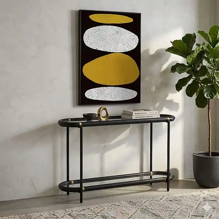 LIBERTA SKIVE ΠΙΝΑΚΑΣ ΔΙΑΚΟΣΜΗΤΙΚΟΣ ΜΕ ΚΟΡΝΙΖΑ 80x120x4cm ΚΑΜΒΑΣ LEMON ΓΚΡΙ ΞΥΛΟ ΜΑΥΡΟ