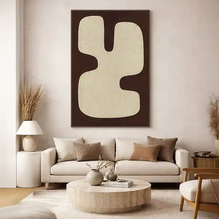 LIBERTA KAKTO ΠΙΝΑΚΑΣ ΔΙΑΚΟΣΜΗΤΙΚΟΣ ΜΕ ΚΟΡΝΙΖΑ 80x120x4cm ΚΑΜΒΑΣ ΜΠΕΖ ΚΑΦΕ ΣΚΟΥΡΟ PS