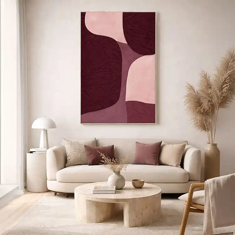LIBERTA NOPAL ΠΙΝΑΚΑΣ ΔΙΑΚΟΣΜΗΤΙΚΟΣ ΜΕ ΚΟΡΝΙΖΑ 80x120x4cm ΚΑΜΒΑΣ ΜΩΒ ΡΟΖ PS
